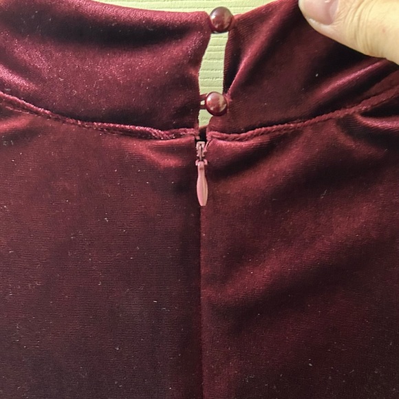 Maggie London Burgundy Pleated Velvet Dress - Picture 4 of 6